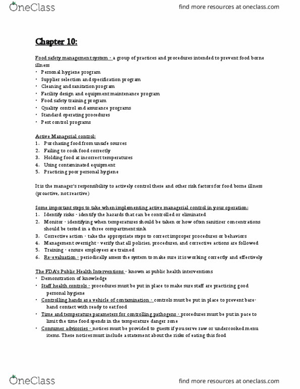 HOSP 201 Lecture Notes - Lecture 10: Hazard Analysis, Food Safety, Hazard Analysis And Critical Control Points thumbnail