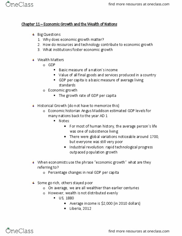 ECON103 Lecture Notes - Lecture 11: Angus Maddison, 1, Industrial Revolution thumbnail