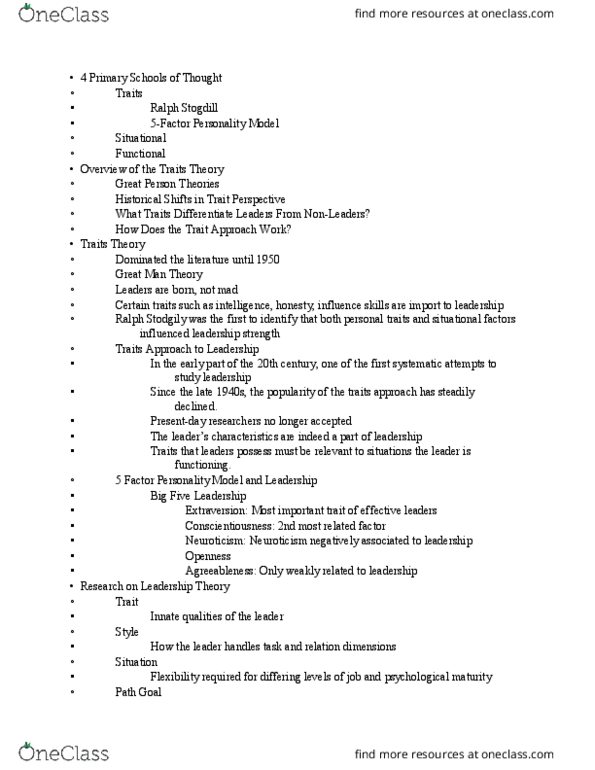 STRC 1112 Lecture Notes - Lecture 3: Great Man Theory, Situational Leadership Theory, Neuroticism thumbnail