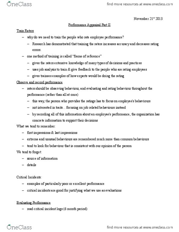 Psychology 2061A/B Chapter Notes - Chapter 7: Central Tendency, Illusory Superiority, Job Analysis thumbnail