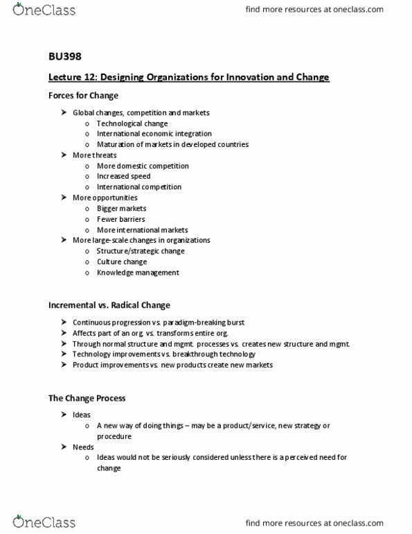 BU398 Lecture Notes - Lecture 12: Economic Integration, Knowledge Management, Culture Change thumbnail