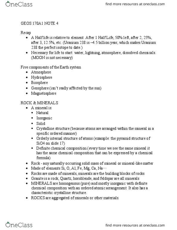 GEOS 170A1 Lecture Notes - Lecture 4: Uranium-238, Hornblende, Chemical Formula thumbnail