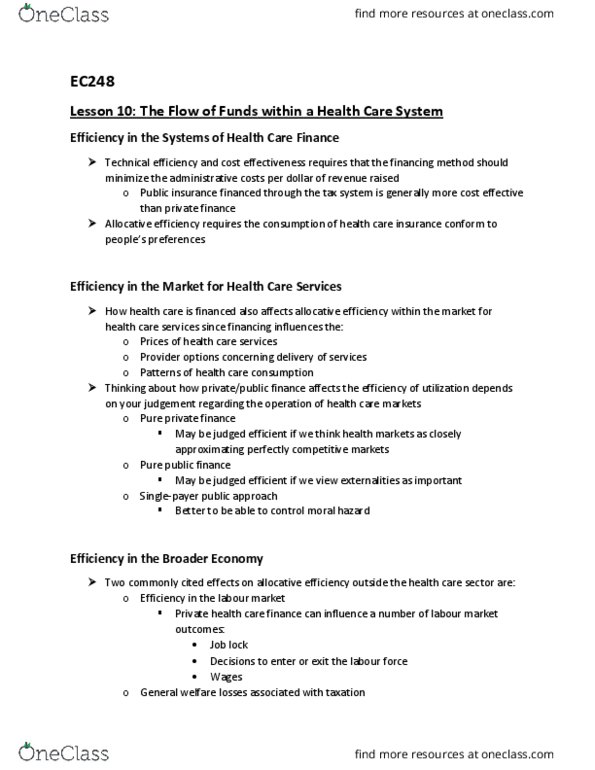 EC248 Lecture Notes - Lecture 10: Public Finance, Allocative Efficiency, Moral Hazard thumbnail