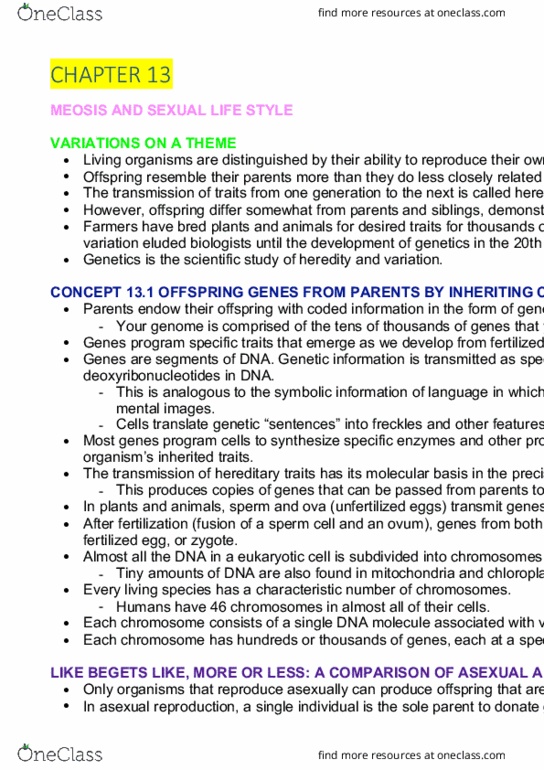 AGRC1021 Lecture Notes - Lecture 5: Homologous Chromosome, Plant Breeding, Y Chromosome thumbnail