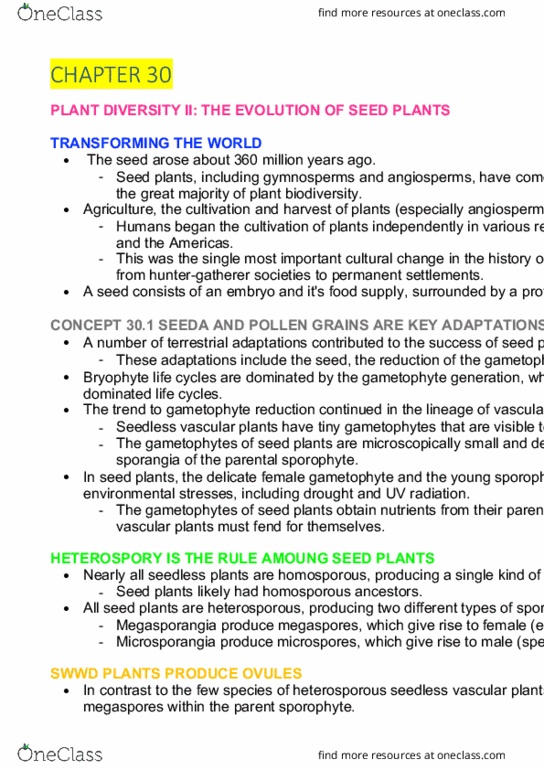 AGRC1021 Lecture Notes - Lecture 9: Conifer Cone, Pollen Tube, Megaspore thumbnail