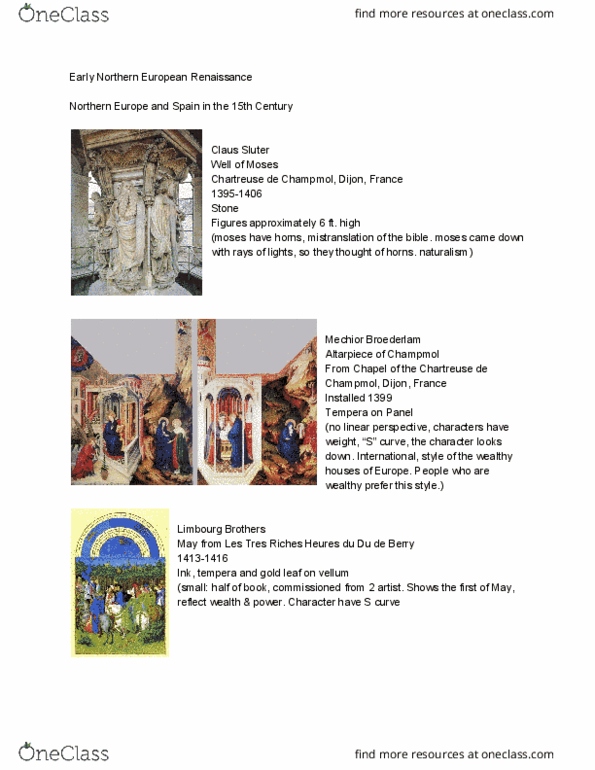 ARTH 070B Lecture Notes - Lecture 5: Claus Sluter, Limbourg Brothers, Champmol thumbnail