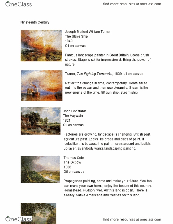 ARTH 070B Lecture Notes - Lecture 17: J. M. W. Turner, The Fighting Temeraire, The Haywain Triptych thumbnail