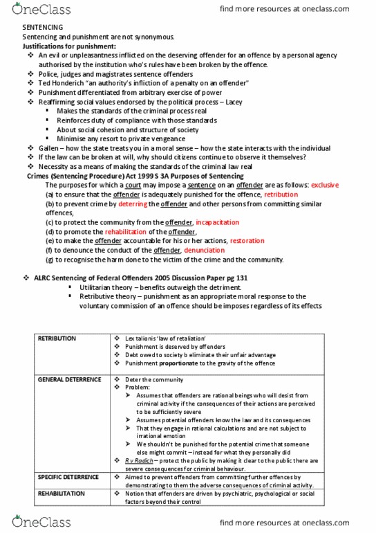 LLB180 Lecture Notes - Lecture 10: Ted Honderich, Mandatory Sentencing, Eye For An Eye thumbnail