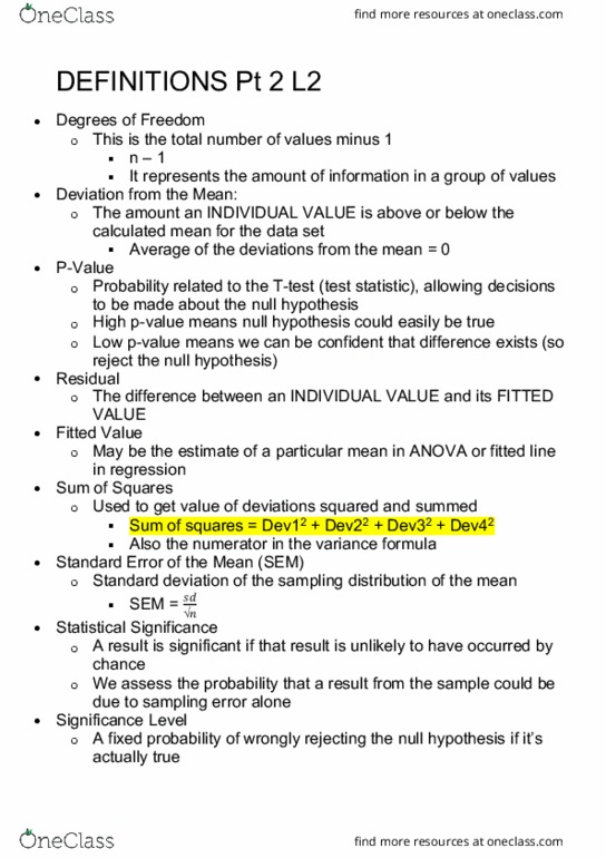 AGRC1023 Lecture Notes - Lecture 2: Pooled Variance, Null Hypothesis, Standard Deviation thumbnail