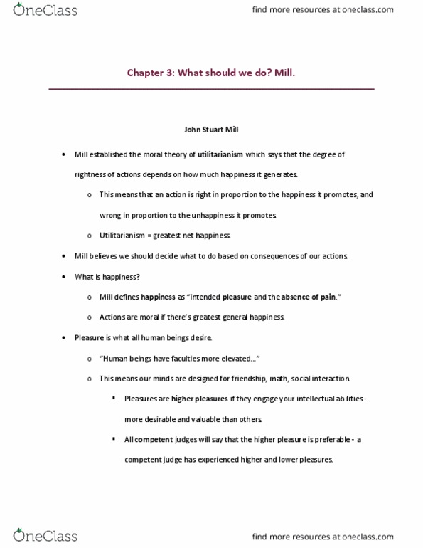CAS PH 100 Chapter Notes - Chapter 3: John Stuart Mill thumbnail