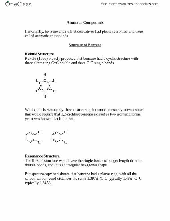 BIOL 3305 Lecture Notes - Lecture 19: Aromaticity, Cyclic Compound, Benzene thumbnail