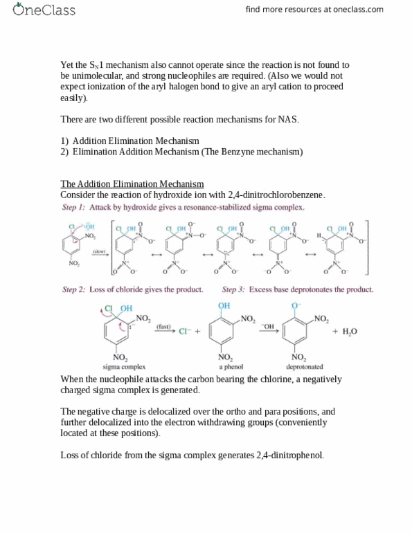 BIOL 3305 Lecture Notes - Lecture 18: Aryne, Nucleophilic Aromatic Substitution, Chlorobenzene thumbnail