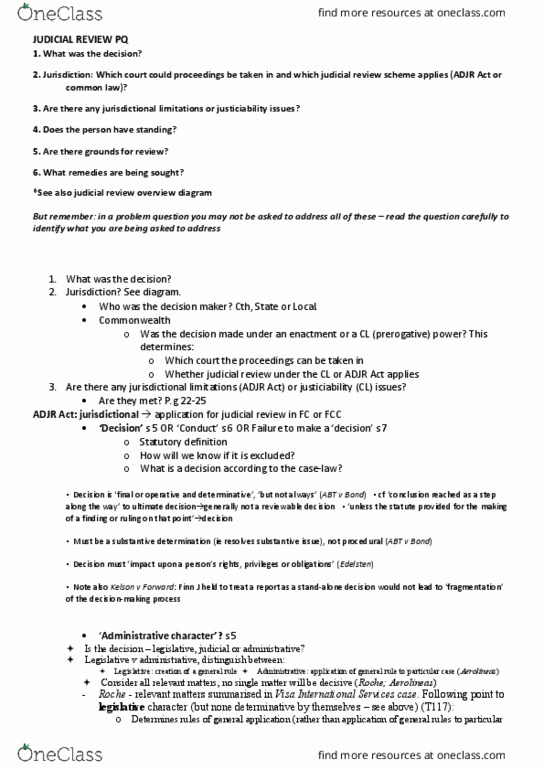 LLB230 Lecture Notes - Lecture 11: Visa Inc., Justiciability, Determinative thumbnail