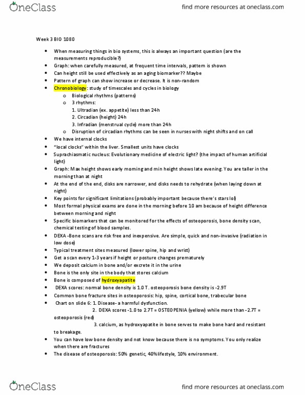 BIOL 1080 Lecture Notes - Lecture 5: Circadian Rhythm, Bone Fracture, Bone Density thumbnail