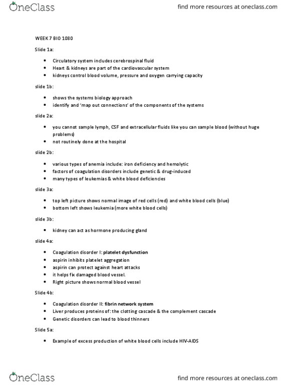 BIOL 1080 Lecture Notes - Lecture 13: Complement System, Blood Vessel, Extracellular Fluid thumbnail