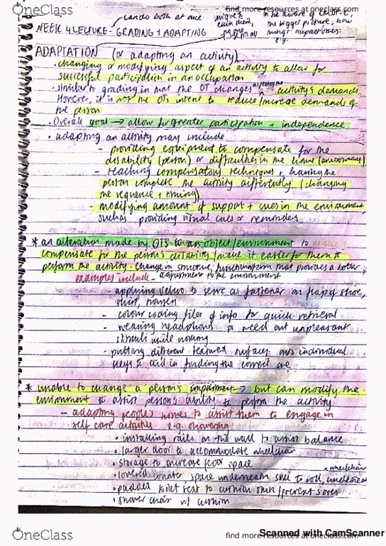 OCCT1000 Lecture 4: OCCT1000 Week 4 Concepts Of Occupational Therapy Practice Notes thumbnail