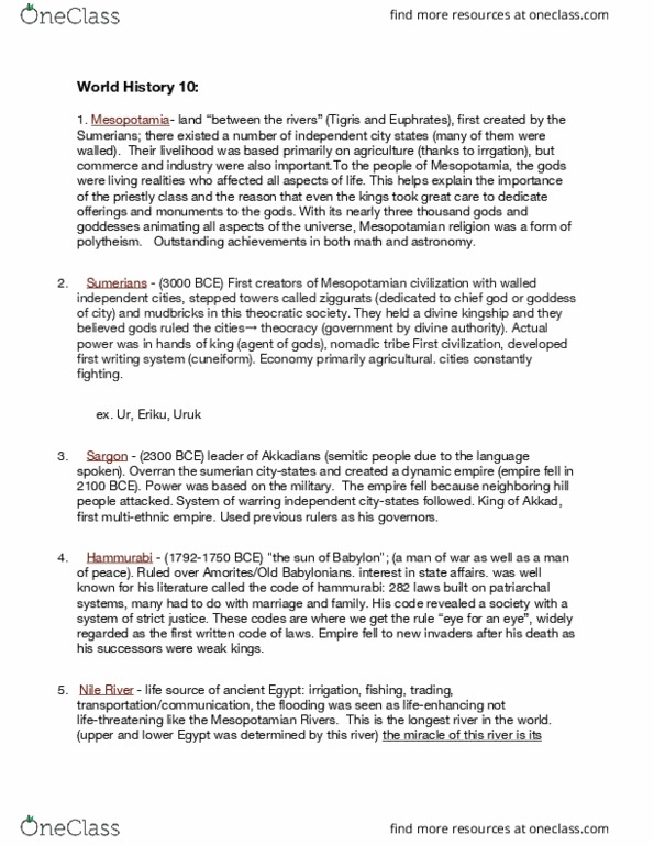 Hist 010 Final World History 10 Study Guide Oneclass