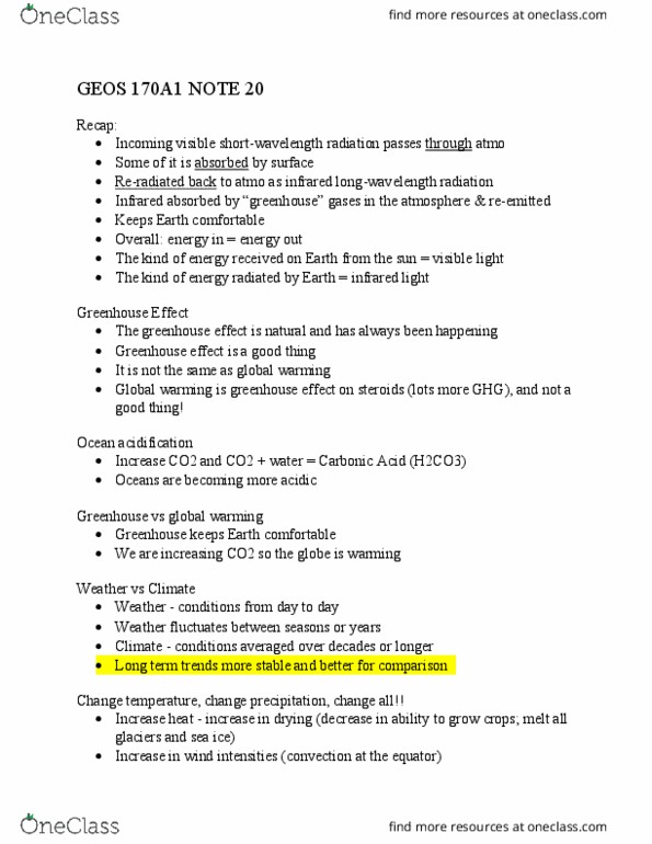 GEOS 170A1 Lecture Notes - Lecture 20: Ocean Acidification, Global Warming, Sewage Treatment thumbnail