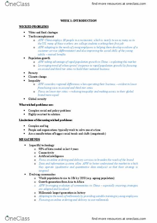 BUSS1000 Lecture Notes - Lecture 1: Urban Sprawl, Wicked Problem, Water Security thumbnail