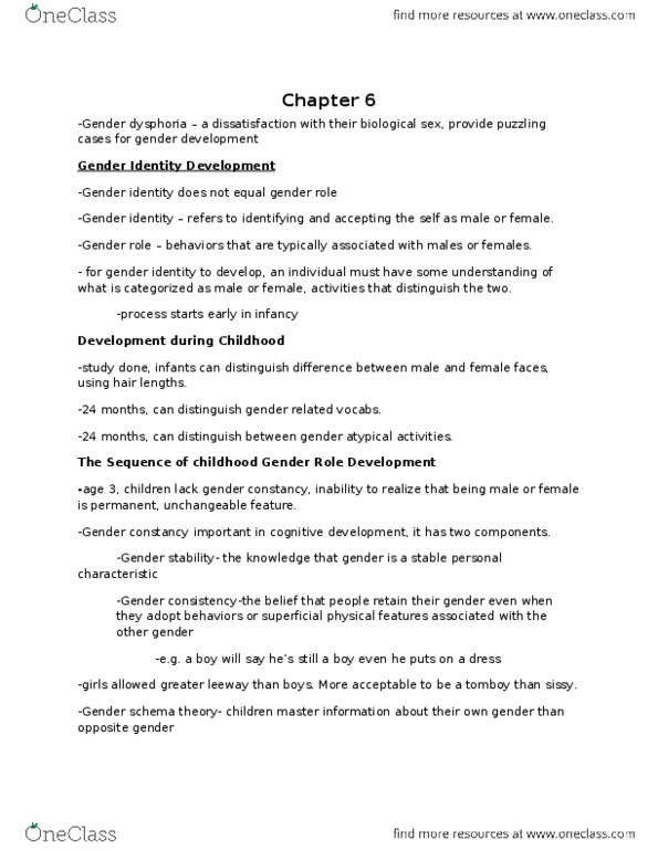 PSYC 320 Chapter Notes - Chapter 6: Cultivation Theory, Cross-Dressing, Congenital Adrenal Hyperplasia thumbnail