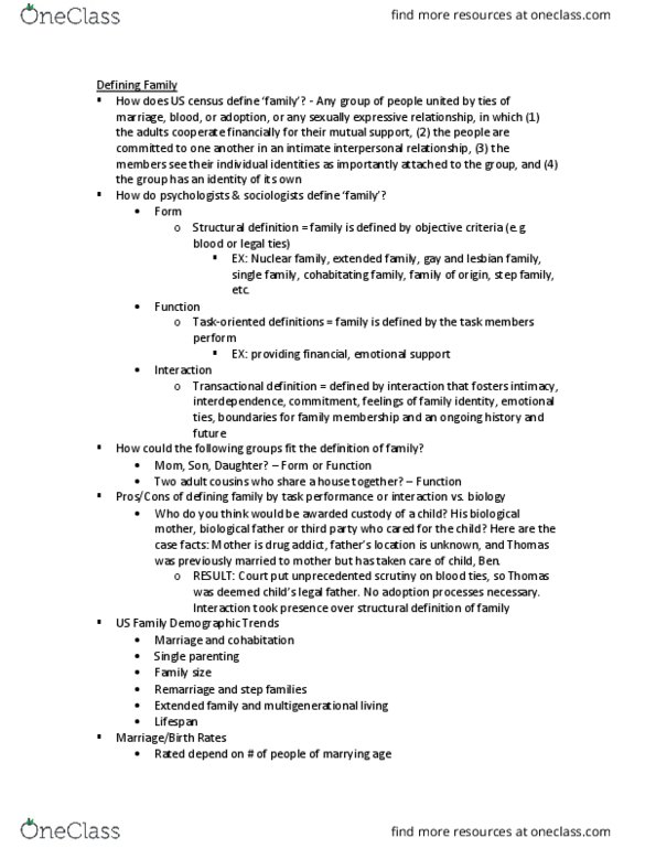 CAS PS 370 Lecture Notes - Lecture 1: Nuclear Family, Interpersonal Relationship thumbnail