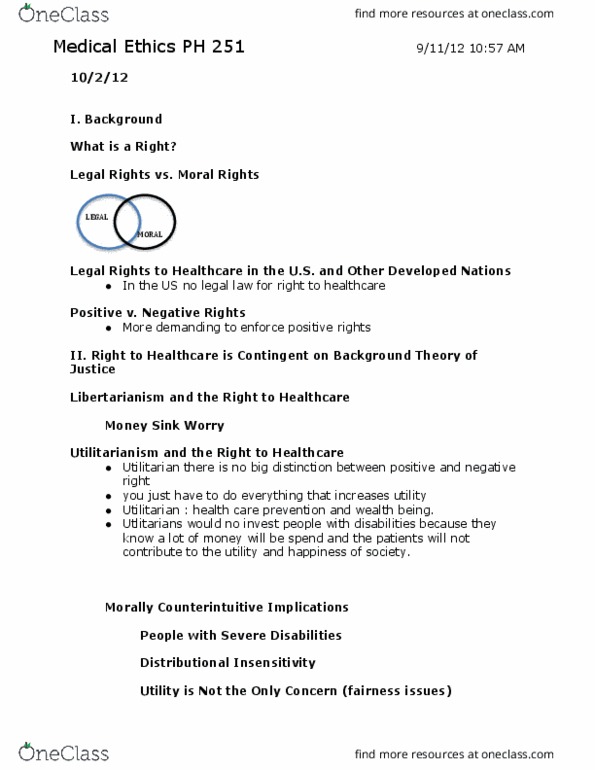 CAS PH 251 Lecture Notes - Lecture 7: Universal Health Care, Moral Authority, Negative And Positive Rights thumbnail