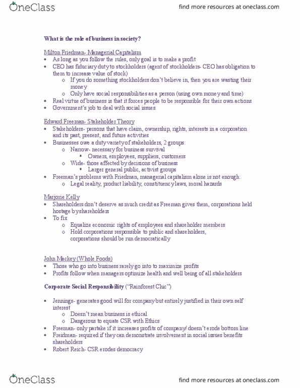 SMG SM 131 Lecture Notes - Lecture 2: Corporate Social Responsibility, Robert Reich, Fiduciary thumbnail