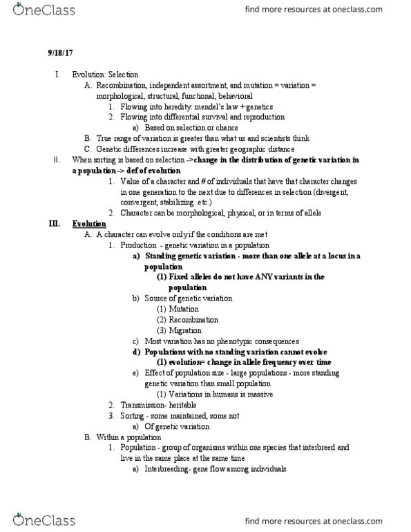 BIO 201 Lecture Notes - Lecture 2: Genetic Variation, Mendelian Inheritance, Heredity thumbnail