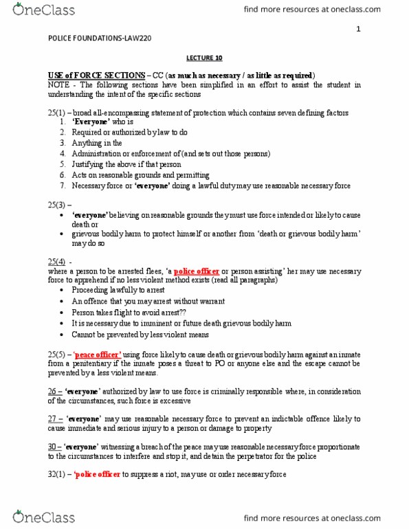 Police Foundations LAW220 Lecture Notes - Lecture 10: Grievous Bodily Harm, Indictable Offence thumbnail