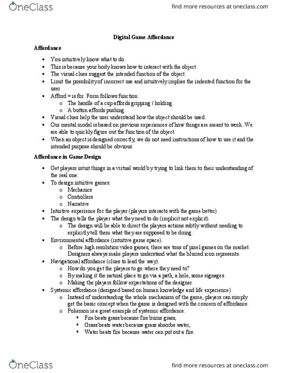 IAT 210 Lecture Notes - Lecture 8: Affordance, List Of Playstation Home Game Spaces, Intuit thumbnail