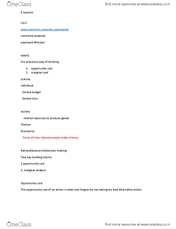 ECO100Y1 Chapter Notes -Sept, Marginal Cost, Opportunity Cost thumbnail