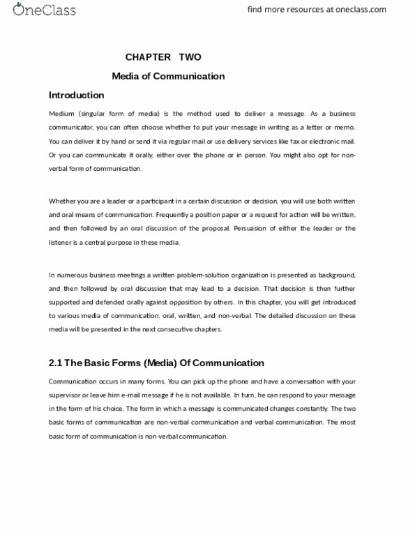 BA 3301 Lecture Notes - Lecture 12: Nonverbal Communication, Email, Imes thumbnail