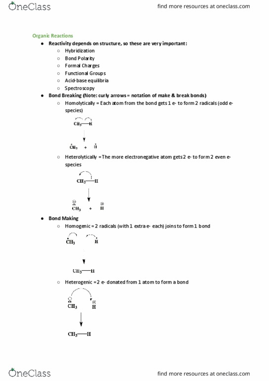 CHEM10003 Lecture Notes - Lecture 29: Organic Reactions, Spectroscopy, Electronegativity thumbnail