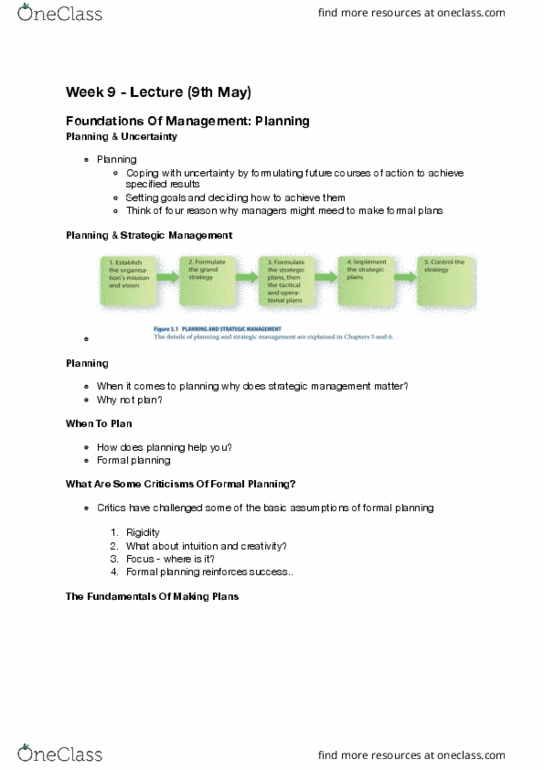 BBA102 Lecture Notes - Lecture 9: Performance Appraisal, From The Top, Strategic Management thumbnail