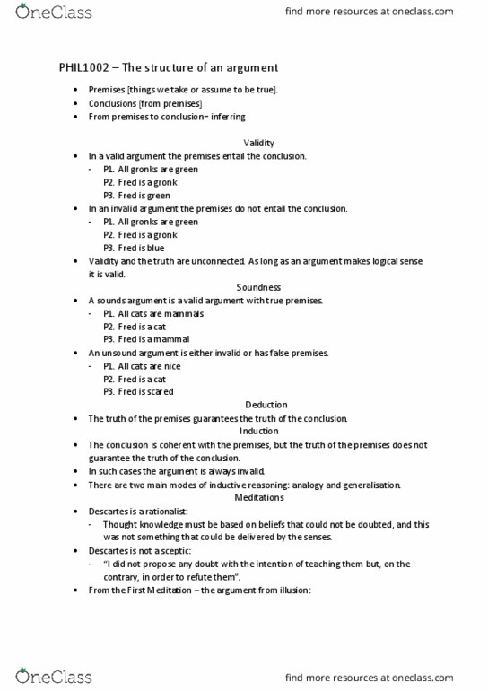 PHIL1002 Lecture Notes - Lecture 2: Color Blindness, Inductive Reasoning, Undressed thumbnail