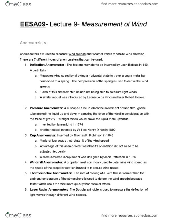 EESA09H3 Lecture Notes - Lecture 9: Beaufort Scale, Francis Beaufort, Sonic Boom thumbnail