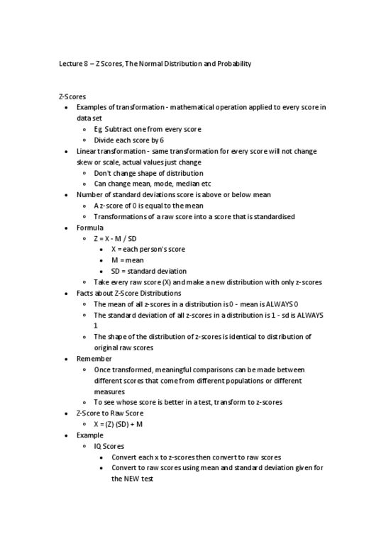 PSYC1040 Lecture 8: Lecture 8 - Z Scores, The Normal Distribution and Probability thumbnail