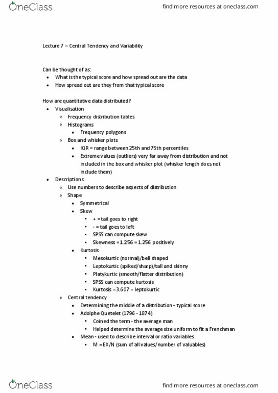 PSYC1040 Lecture 7: Lecture 7 - Central Tendency and Variability thumbnail