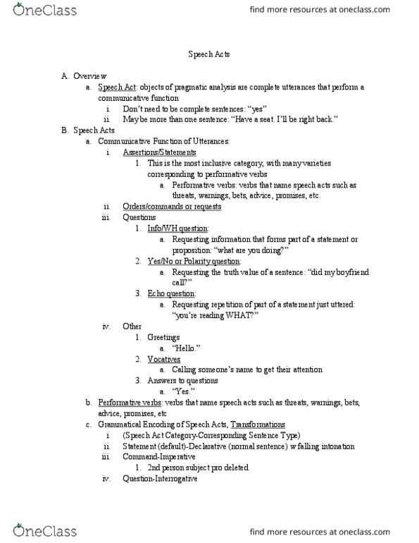 CSCD 1108 Lecture Notes - Lecture 9: Present Tense, Ditransitive Verb, Paul Grice thumbnail