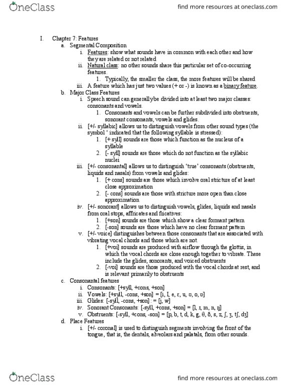 CSCD 2209 Chapter Notes - Chapter 7-8: Lexical Item, Continuant, Minimal Pair thumbnail