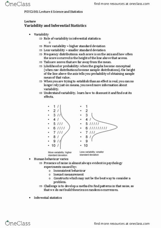 PSYC1001 Lecture Notes - Lecture 5: Raw Score, Voltage-Dependent Anion Channel, Null Hypothesis thumbnail