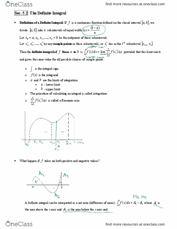 MATH 1225 Lecture Notes - Lecture 5: Integral Symbol, Ibm Aix, Riemann Sum thumbnail