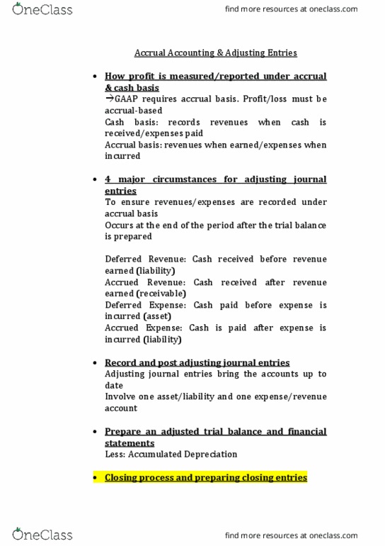 22107 Lecture Notes - Lecture 4: Deferral, Trial Balance, Accounting Information System thumbnail