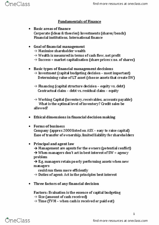 25300 Lecture Notes - Lecture 1: Market Capitalization, International Finance, Capital Budgeting thumbnail