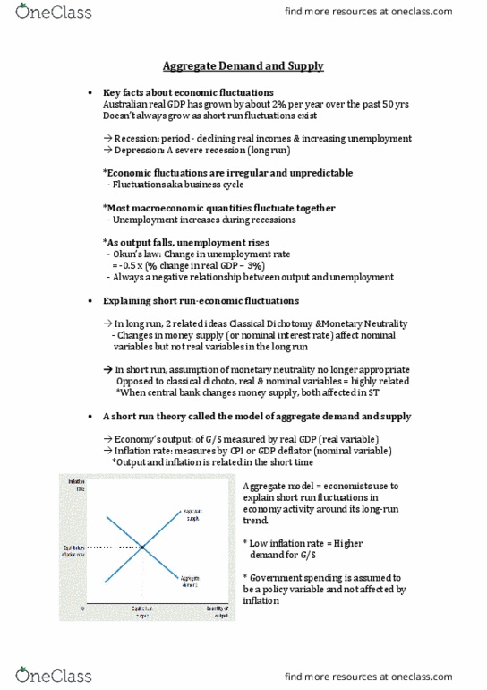 23115 Lecture Notes - Lecture 10: Real Change, Aggregate Supply, Nominal Interest Rate thumbnail