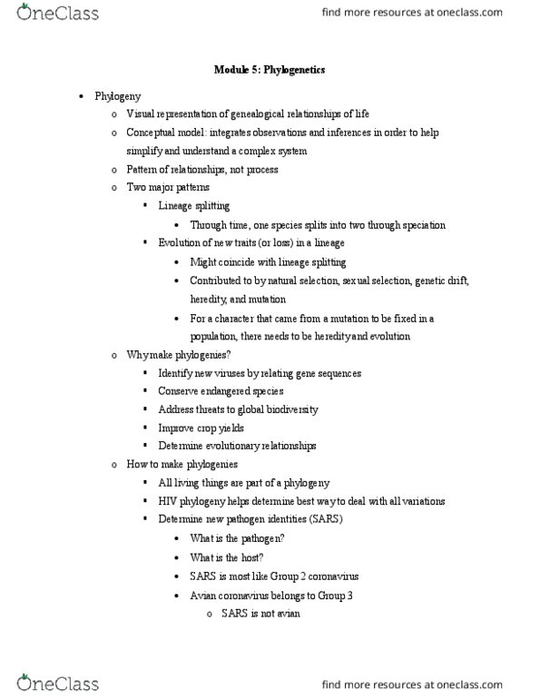 BIO 201 Lecture Notes - Lecture 13: Arthropod Leg, Ingroups And Outgroups, Coronavirus thumbnail