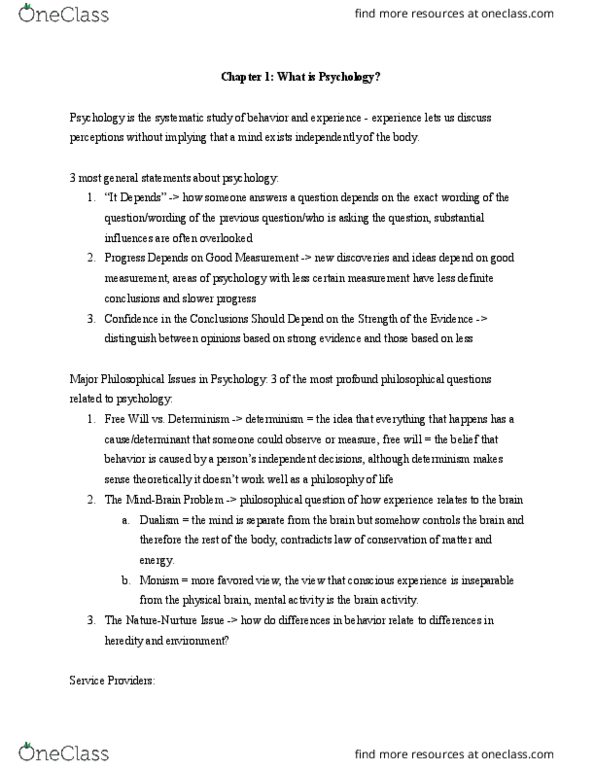 PSY 103 Lecture Notes - Lecture 1: Behavioral Neuroscience, Doctor Of Psychology, Cultural Psychology thumbnail