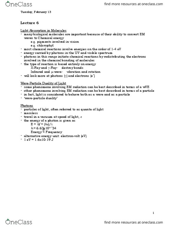 PHYS 1070 Lecture Notes - Lecture 6: Standing Wave, Junkers D.I, Photon thumbnail