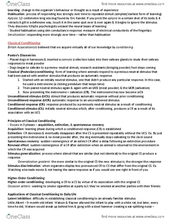 PSY 102 Chapter Notes - Chapter 6: Mirror Neuron, Internal Validity, Amygdala thumbnail