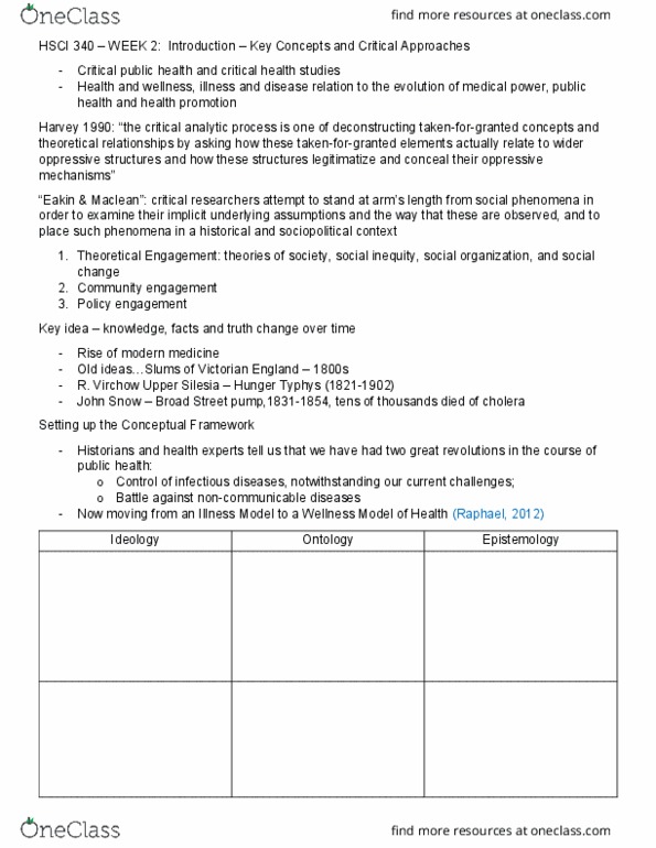 HSCI 340 Lecture Notes - Lecture 2: Occupational Safety And Health, Neoliberalism, Social Environment thumbnail